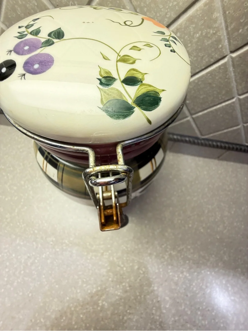 Oneida Strawberry Plaid Medium Canister